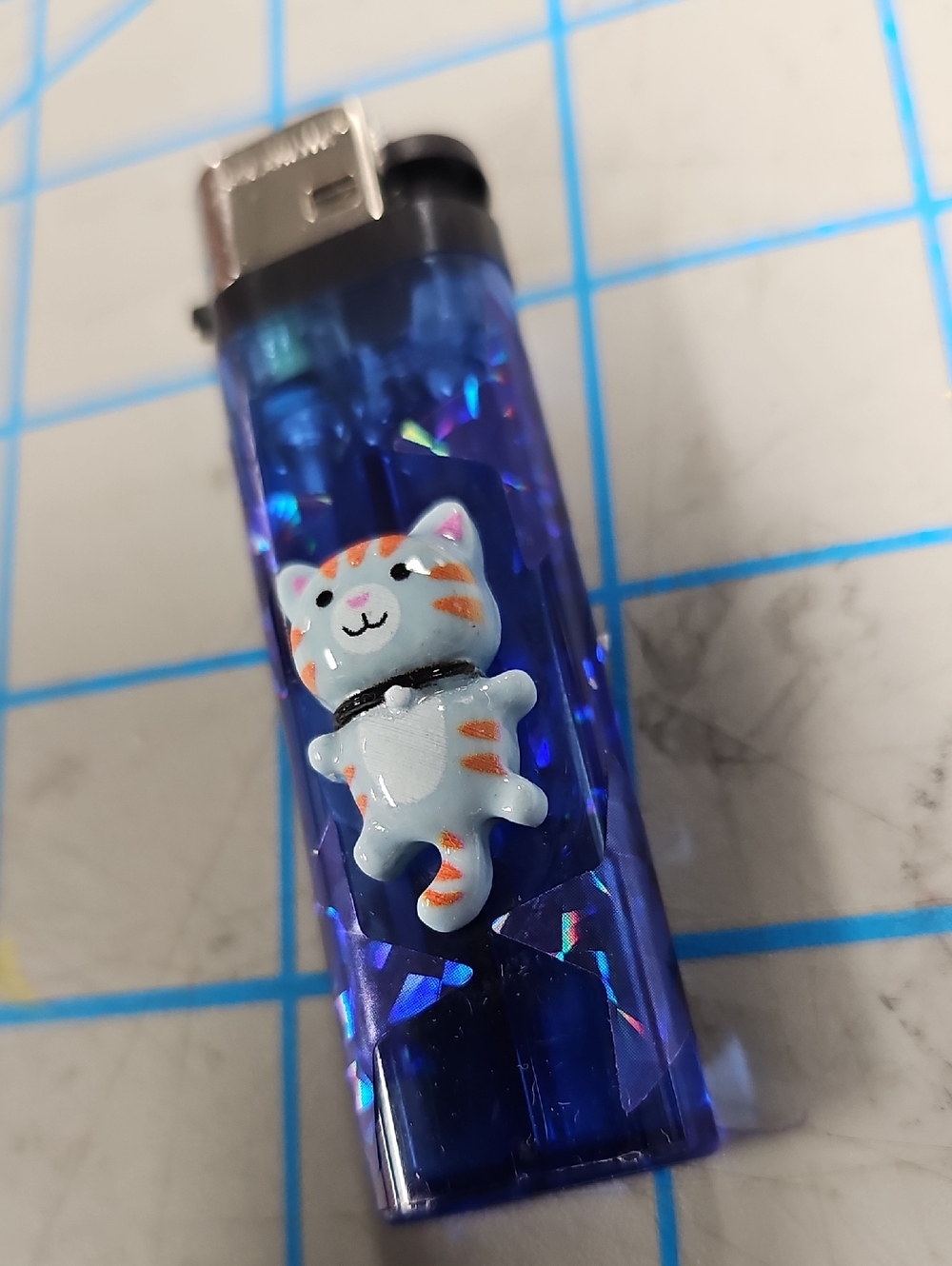 Blue Translucent Cat Sticker Lighter